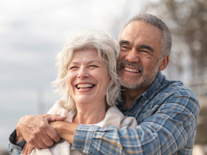 Happy Erectimus Couple hugging